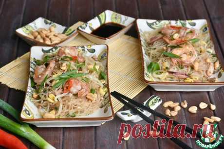 Жареная лапша по-тайски с морепродуктами Кулинарный рецепт