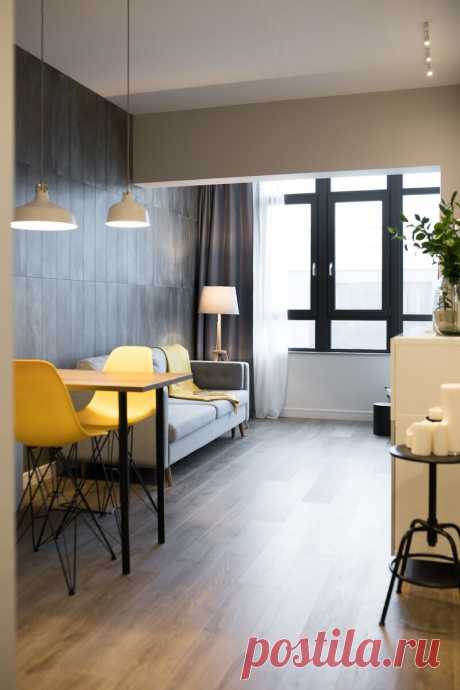 Как из «бетонной коробки» сделали стильную однушку 52 м² с отдельной спальней: планировка до и после | Филдс | Яндекс Дзен