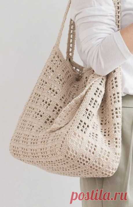 Ажурная сумка-тоут крючком. Схема. / knittingideas.ru