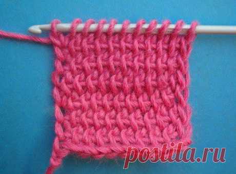 Петля в косичку закрепления, SIMPLE BAR STITCH, тунисское вязание