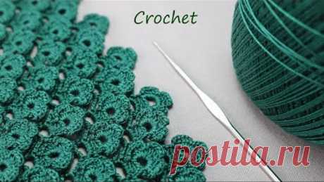 Всего 2 ряда!!! ПОТРЯСАЮЩИЙ УЗОР КРЮЧКОМ простое вязание SUPER EASY Beautiful Flower Pattern Crochet