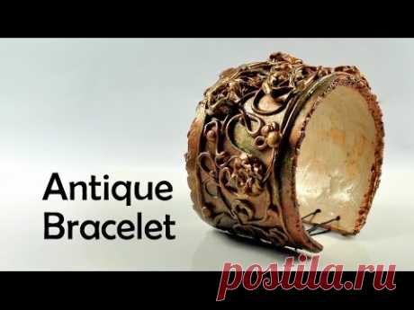 Antique / vintage bracelet with flowers - polymer clay TUTORIAL