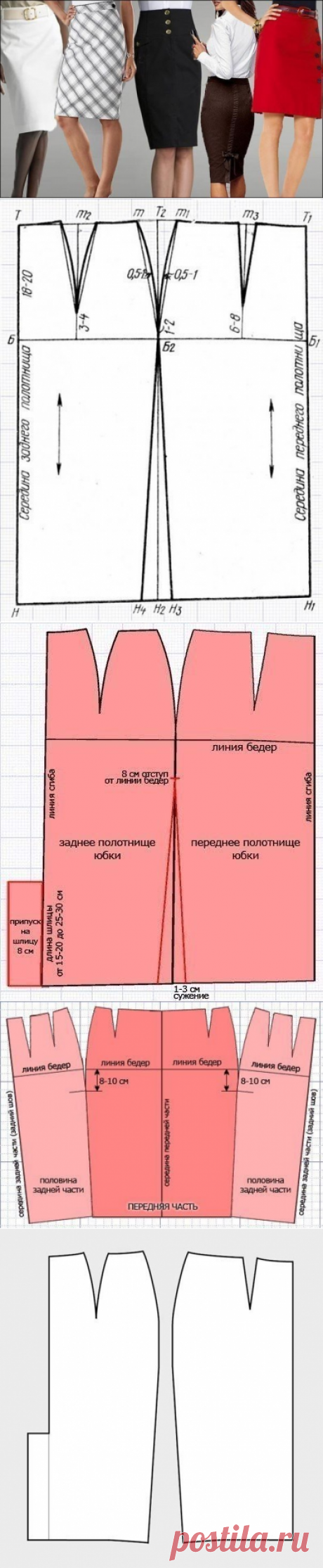 ЮБКА-КАРАНДАШ БЕЗ БОКОВЫХ ШВОВ,СШИТАЯ ТОЧНО ПО ФИГУРЕ (Шитье и крой) | Журнал Вдохновение Рукодельницы