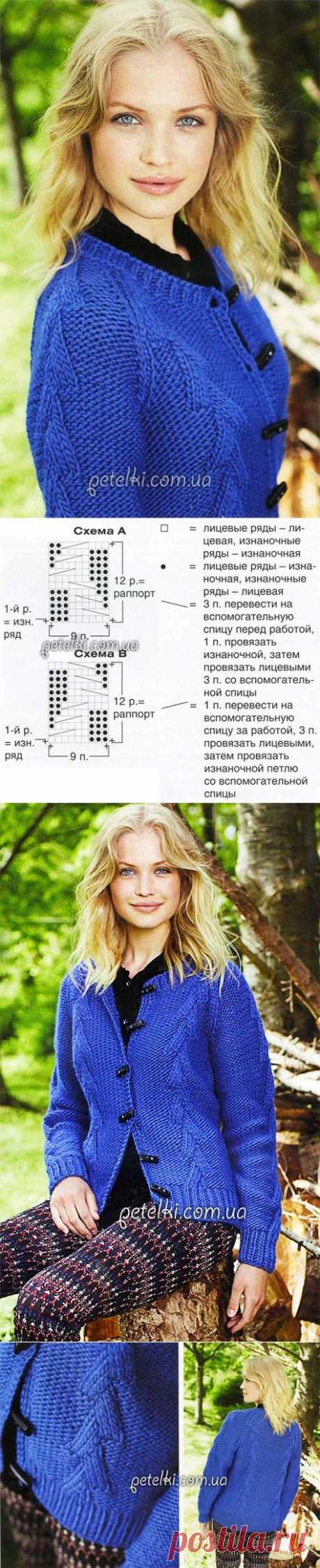 Жакет с необычными косами. Описание вязания, схемы