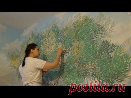 Мастер класс Барельеф дерева/ роспись стен * Необычный декор стен своими руками* - YouTube