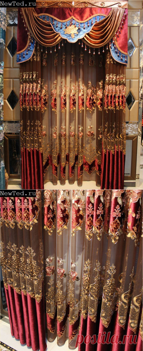 Купить красные бархатные шторы цена, фото отзывы в интерьере в интернет магазине NewTed.ru