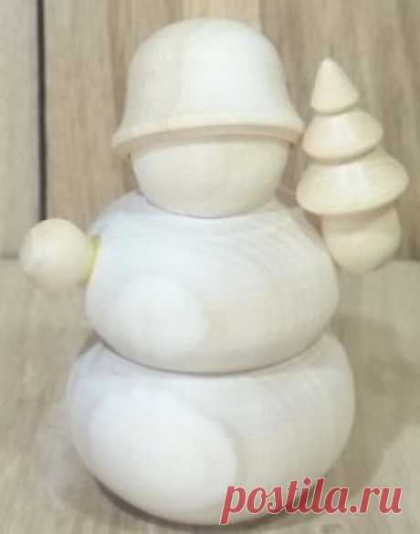 Деревянная заготовка снеговик купить Деревянная фигурка Снеговик, липа, высота 6,5 см