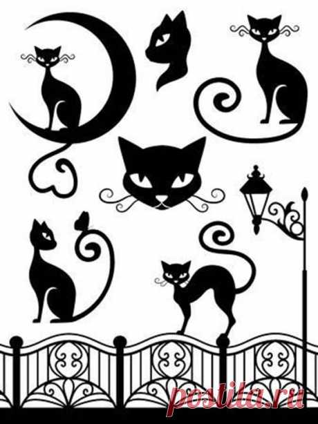 ✔️Трафареты кошек (шаблоны котиков) для рисования, вырезания, декора