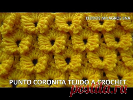 Punto Coronita tejido a crochet paso a paso fácil de tejer para cobijas y bufandas
