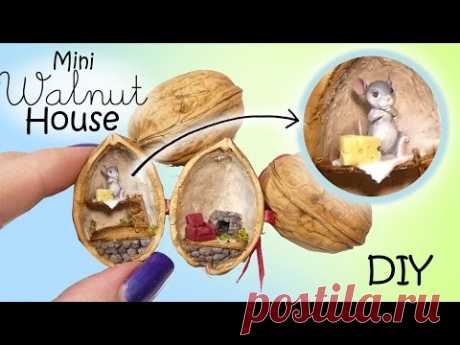 Miniature Dollhouse In A Walnut Tutorial // DIY Mouse House