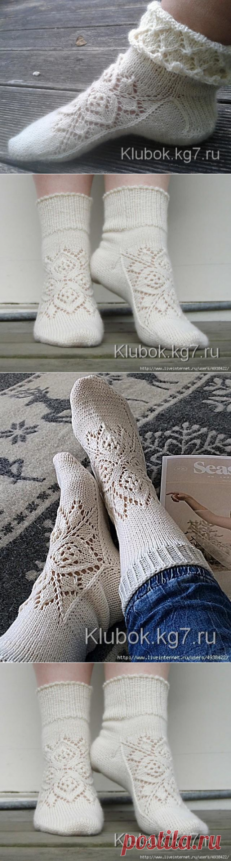 Ажурные носки спицами с узором от центра (Вязание спицами) | Журнал Вдохновение Рукодельницы
