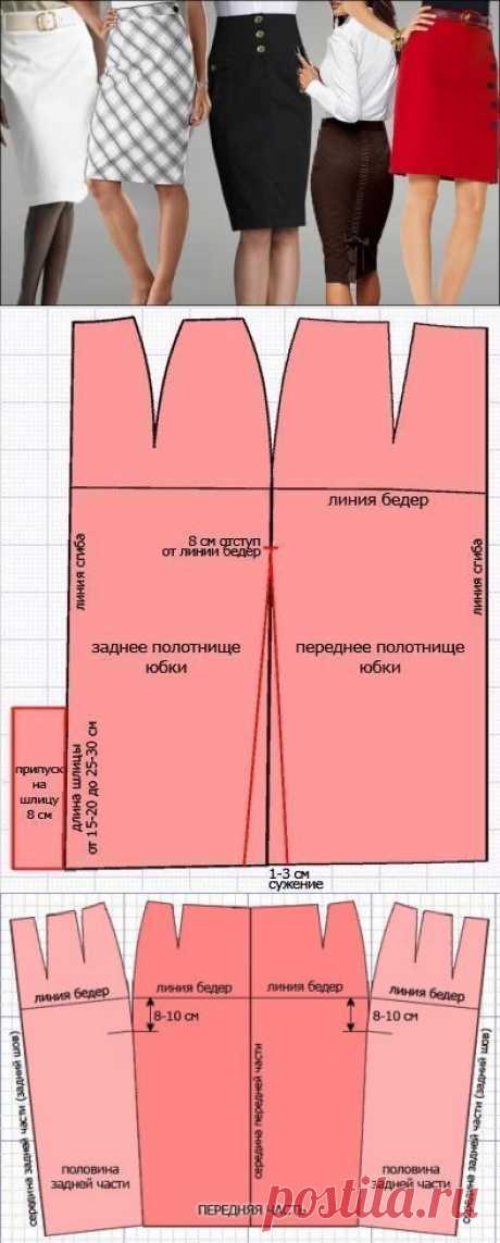 ЮБКА-КАРАНДАШ БЕЗ БОКОВЫХ ШВОВ,СШИТАЯ ТОЧНО ПО ФИГУРЕ.