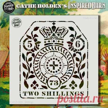 Cathe Holden's Inspired Barn Stencils CH-023 shillings stencil