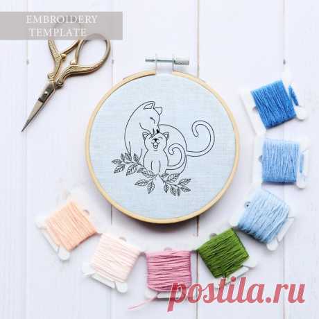 Cat Embroidery Pattern PDF Do It Yourself Embroidery Simple | Etsy Moldova