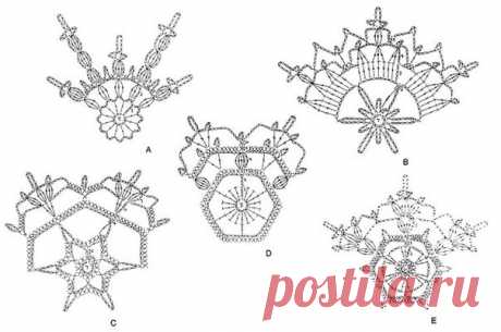 Снежинки крючком