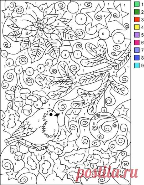 (690) Nicole's Free Coloring Pages: COLOR BY NUMBER WINTER * Coloring page | Art