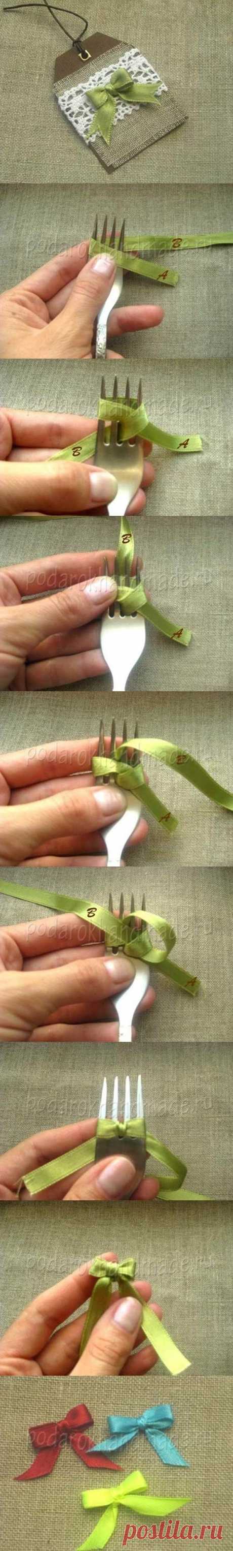 (24) DIY Satin Ribbon Bow with a Fork
