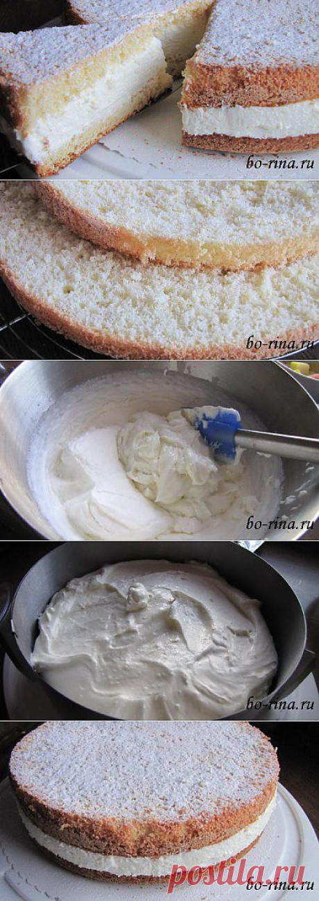 Бисквитный торт с творожно-сливочным кремом | Четыре вкуса