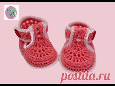 DIY baby booties crochet for beginners //Vasilisa