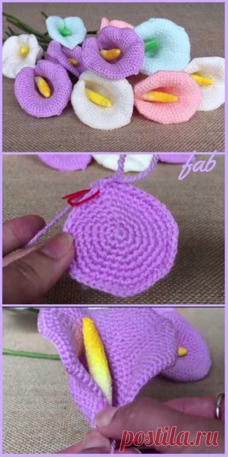 Crochet Calla Lily Flower Free Pattern Tutorial Video