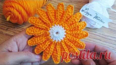 Crochet Square Motif - Daisy Flower