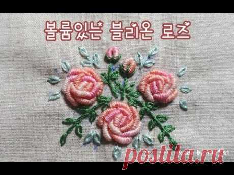 볼륨감있는 겹겹이 블리온로즈(BuillonRose-embroidery,프랑스자수 배우기)