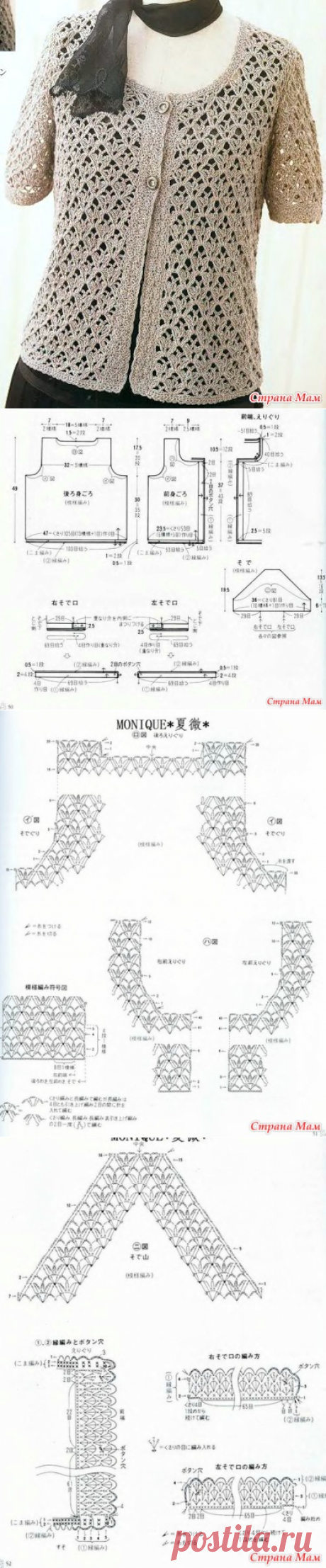 Льняной ажурный жакет крючком. - ВЯЗАНАЯ МОДА+ ДЛЯ НЕМОДЕЛЬНЫХ ДАМ - Страна Мам