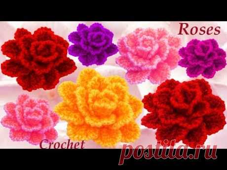 Como Tejer flor rosa casi natural tejido a Crochet