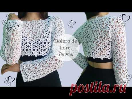 🤍Bolero tejido de flores🤍 Suéter cortito | Tutorial | isabella.crochett