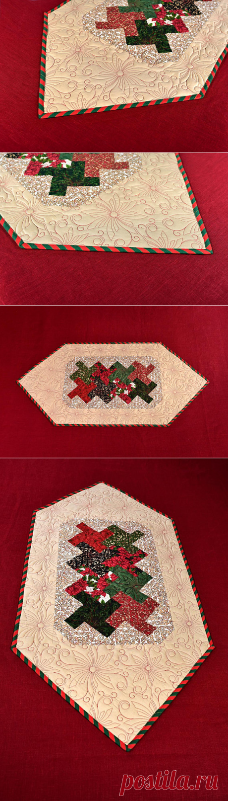 Patchwork Christmas Table Runner Hexagonal Table Mat Holiday