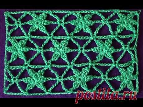 Узор Цветочки из сложных столбиков - Pattern Flowers of complex stitchs - YouTube