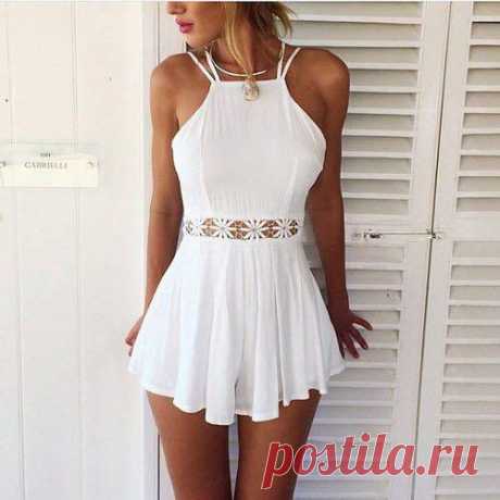 Mura Boutique. Beautiful white halter neck dress with lace от Beatriz A. | We Heart It