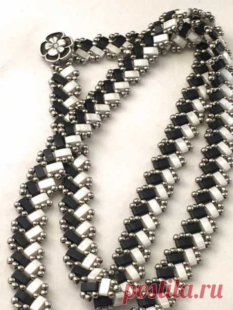(2) Triple Wrap Herringbone Bracelet with Half Tila Beads