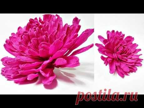 Dahlia crepe paper flower diy making tutorial. Paper flowers easy for kids,for beginners