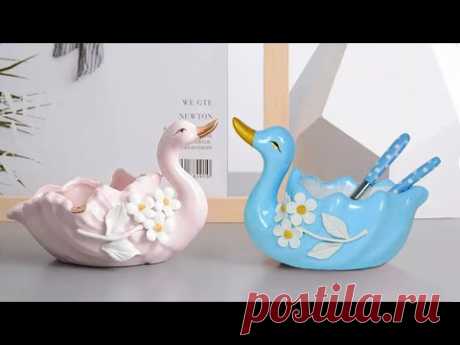 Swan shape spoon holder Showpiece making at home || Gift item showpiece making