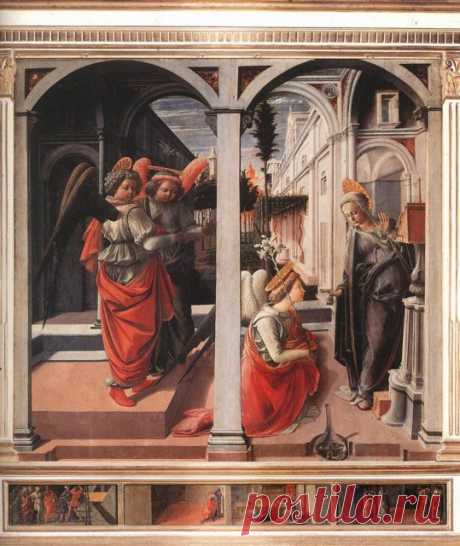 Благовещение. 1445 г. Фра Филиппо Липпи. Церковь Сан Лоренцо, Флоренция