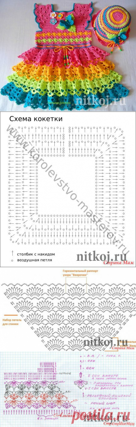 Радужное платьице от Татьяны Солохиной » Ниткой - вязаные вещи для вашего дома, вязание крючком, вязание спицами, схемы вязания
