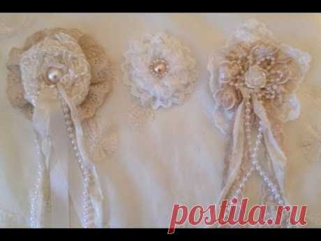 How to make a Shabby chic Lace rosette  flower  - WOC design team project