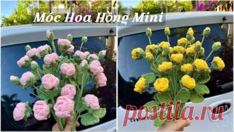 #208 How to crochet a small rose | Móc Hoa Hồng Mini, Móc Hoa Hồng Tỉ Muội | Dương Liễu Handmade