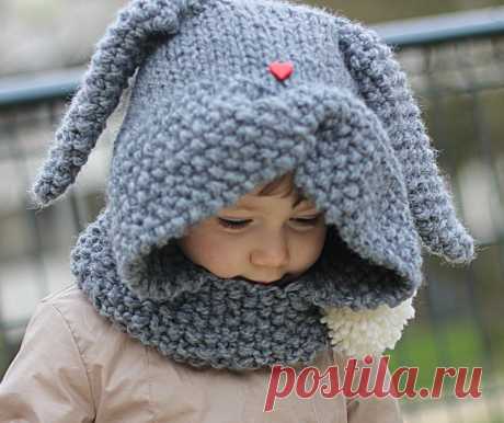 Rabbit Hood Knitting Pattern ZAÏKA Toddler Child от KatyTricot