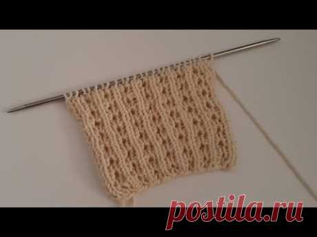 Очень простой рельефный узор. Рельефные ячейки спицами. Knitting needles.