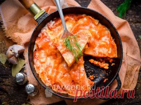 Лазанья на сковороде — рецепт с фото Лазанья на сковороде - ленивый вариант шикарного ужина с итальянской ноткой.