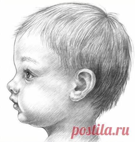 Как правильно нарисовать лицо ребенка в профиль