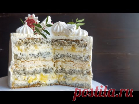 Вкуснейший МАКОВЫЙ ТОРТ с лимонным курдом и БЕЗЕ🍋POPPY SEED cake