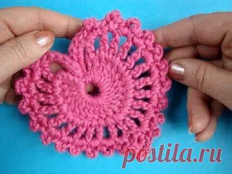 Как вязать валентинку Урок 282 How to crochet heart