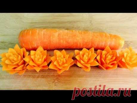 How to Make Carrot Flowers - Vegetable Carving Garnish - Sushi Garnish - Food Decoration