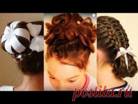 Пучки из кос  Прически  Peinado de trenzas  Hair tutorial