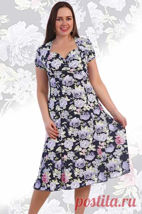 Платье женское №1730 кулирка (р-ры: 48-66) пионы – купить за 1080 руб. в интернет магазине Текстиль Всем