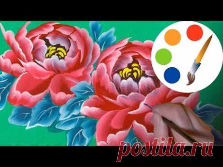 How to paint The Peony, paint a flower, onestroke, irishkalia