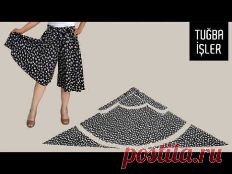 Very Easy Paperbag Belted Culotte Trousers Cutting and Sewing | Tuğba İşler - YouTube